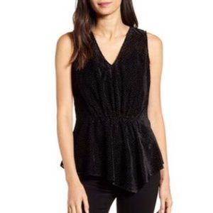 Chelsea 28 black dot sheer blouse Sz M